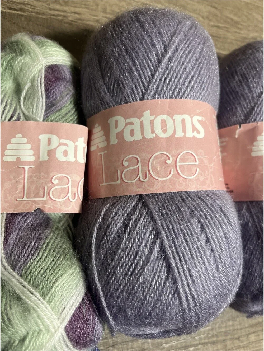 4+ Skeins Patons Lace Acrylic Yarn Plum Lavender Purple Grey
